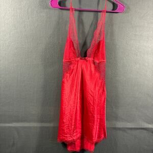 victorias secret women babydoll slip dress large red fairy grunge dainty lace